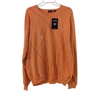 IZOD Mens X‎ Large Argyle Sweater Long Sleeve V Neck Pullover NWT